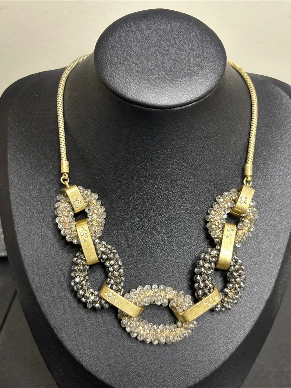 Kenneth Cole Gold-Tone Crystal Link Necklace in Gold and Gray - Women Jewelry